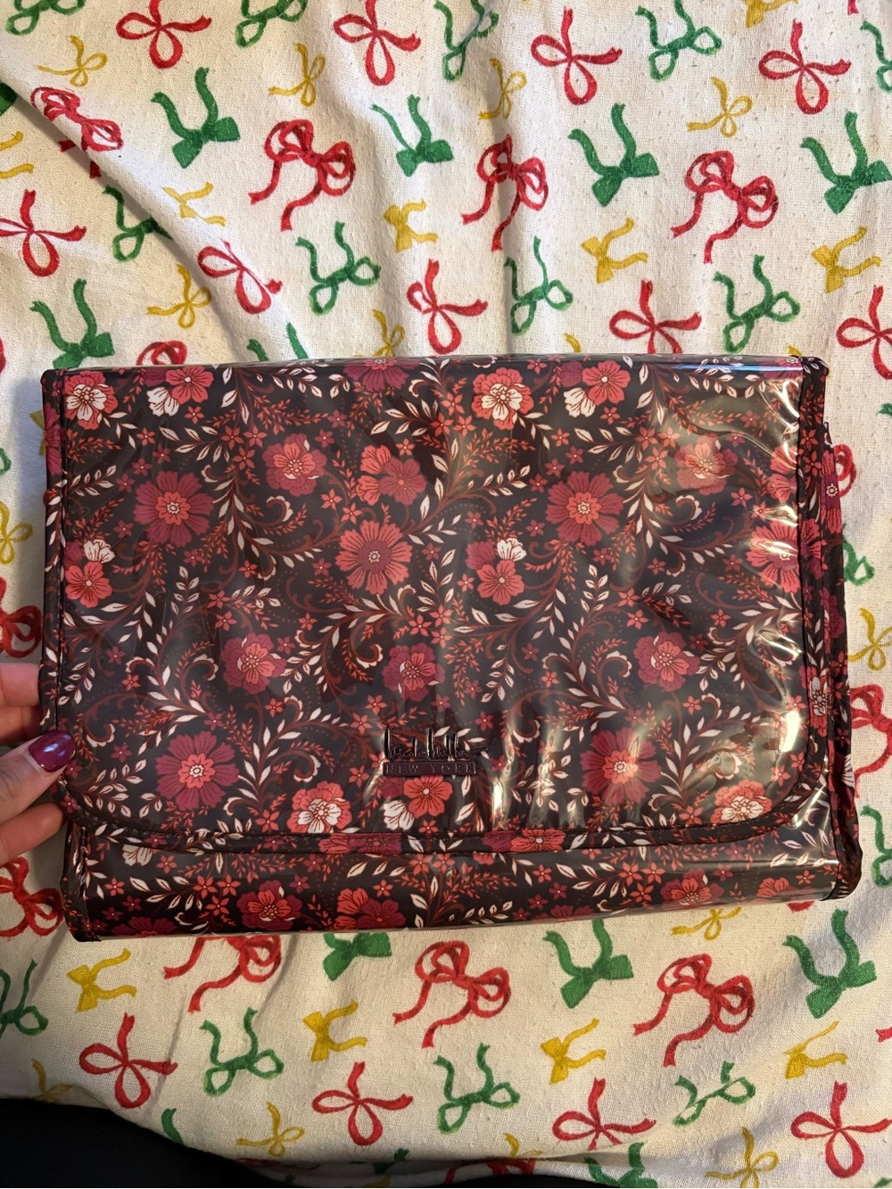 Floral travel toiletry Bag - Red & Black